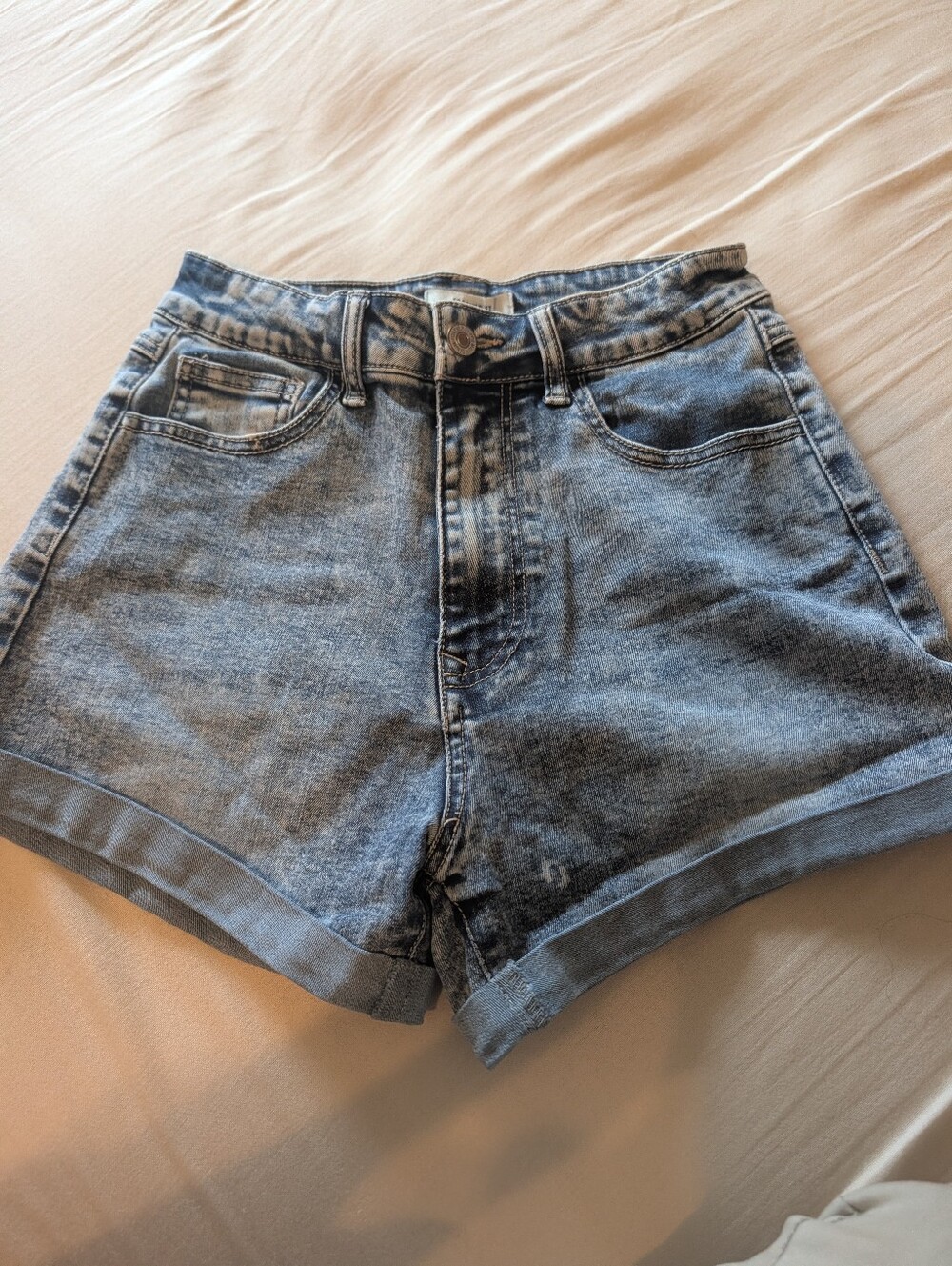 Forever 21 Light Blue High-Rise Denim Shorts